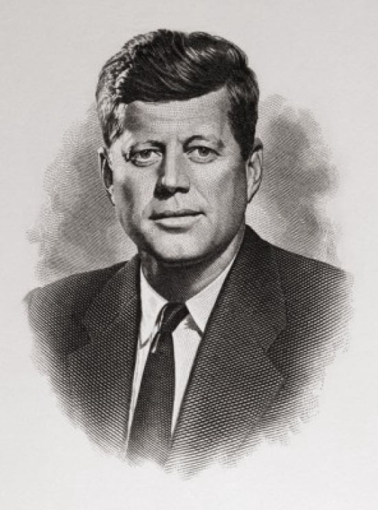 John F Kennedy American History Engraving Canvas Art - (24 x 36)
