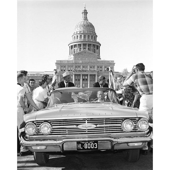 John F. Kennedy and Lyndon Johnson in Texas - 24x36 Inch Laminated Poster - Stunning Detail and Bold Colors