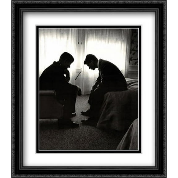 John F. Kennedy and Robert F. Kennedy 2x Matted 26x32 Large Black Ornate Framed Art Print by Hank Walker