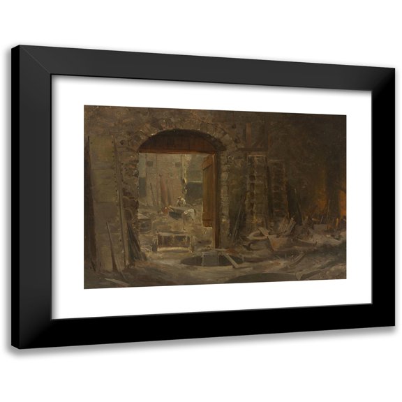 John Ferguson Weir 14x11 Black Modern Framed Museum Art Print Titled - West Point Foundry, Cold Spring, New&nbsp;York (ca.&nbsp;1864)