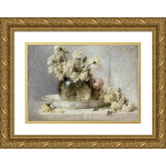 John Ferguson Weir 24x17 Gold Ornate Framed and Double Matted Museum Art Print Titled - Roses (1898)