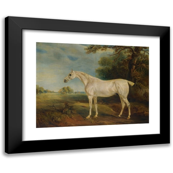 John Ferneley 18x15 Black Modern Framed Museum Art Print Titled - The Marquess of Huntly's Fleabitten Grey Hunter (1821)