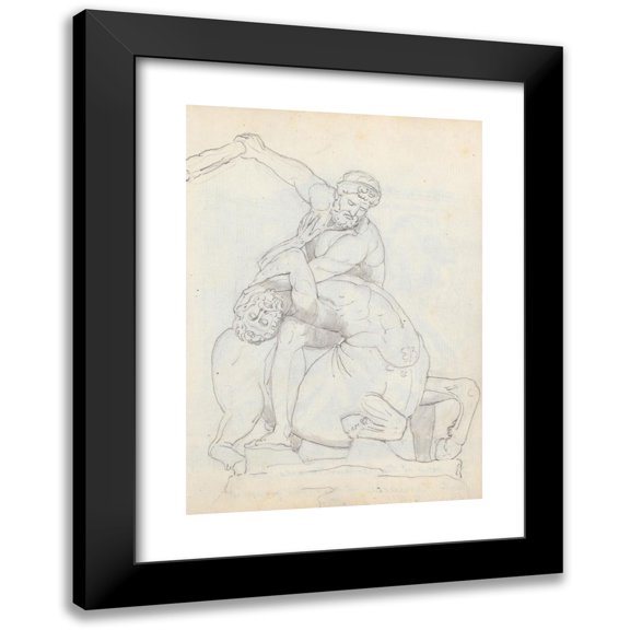 John Flaxman 11x14 Black Modern Framed Museum Art Print Titled - Hercules and the Centaur, Via De’ Rondinelli, Florence (1787)