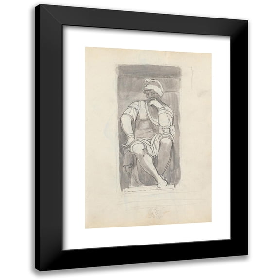 John Flaxman 11x14 Black Modern Framed Museum Art Print Titled - Lorenzo De’ Medici by Michelangelo, from the Tomb of Lorenzo De’ Medici, Church of San Lorenzo, Florence (1787)