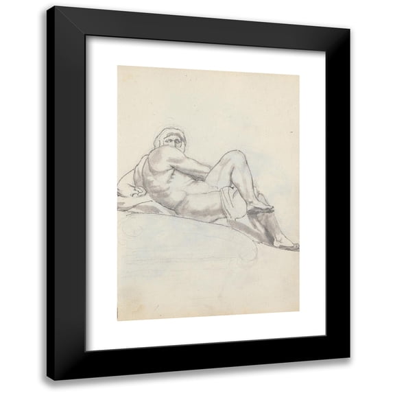 John Flaxman 11x14 Black Modern Framed Museum Art Print Titled - Study of Day by Michalengelo, Tomb of Giuliano De’ Medici, Church of San Lorenzo, Florence (1787)