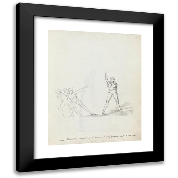 John Flaxman 12x14 Black Modern Framed Museum Art Print Titled - Hamlet. Angels and Ministers of Grace Defend Us! (1783)