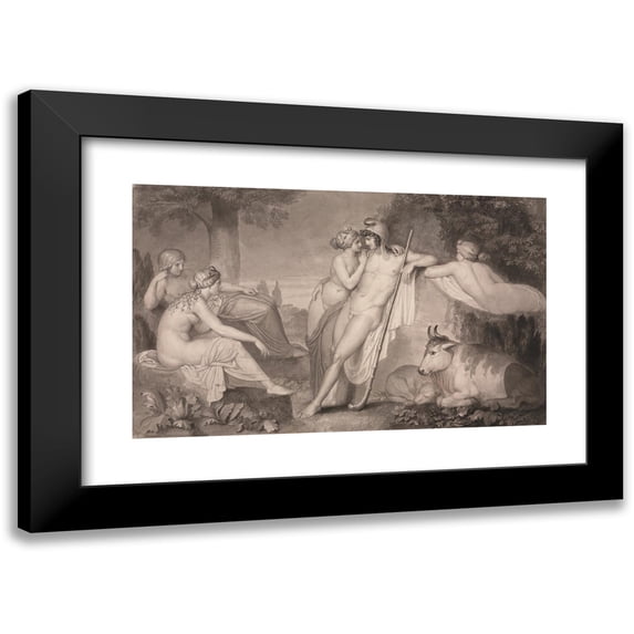 John Flaxman 14x11 Black Modern Framed Museum Art Print Titled - Paris and Oenone (1791)