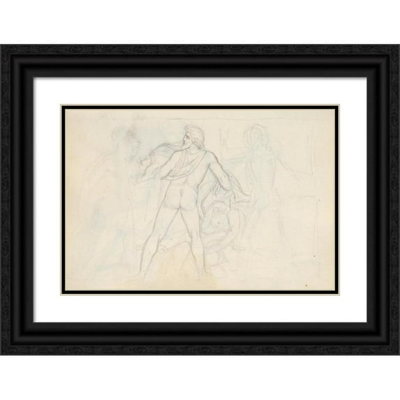 John Flaxman 14x11 Black Ornate Wood Framed Double Matted Museum Art Print Titled: Pluto Carrying Proserpina, from the Rape of Proserpina, Palazzo Mattei Paganica, Rome (1787)