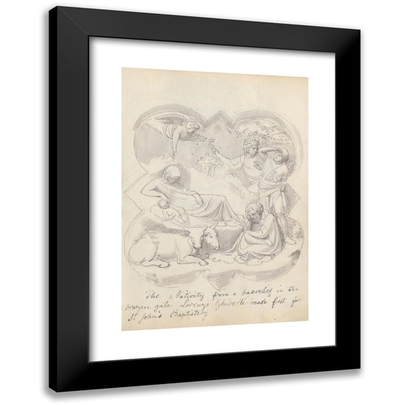 John Flaxman 14x18 Black Modern Framed Museum Art Print Titled - The Nativity, from Lorenzo Ghiberti's Baptistery Doors, Florence (1787)