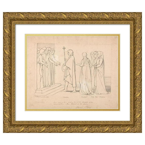 John Flaxman 17x15 Gold Ornate Wood Frame and Double Matted Museum Art Print Titled - Illustration to Pilgrim's Progress (1792)
