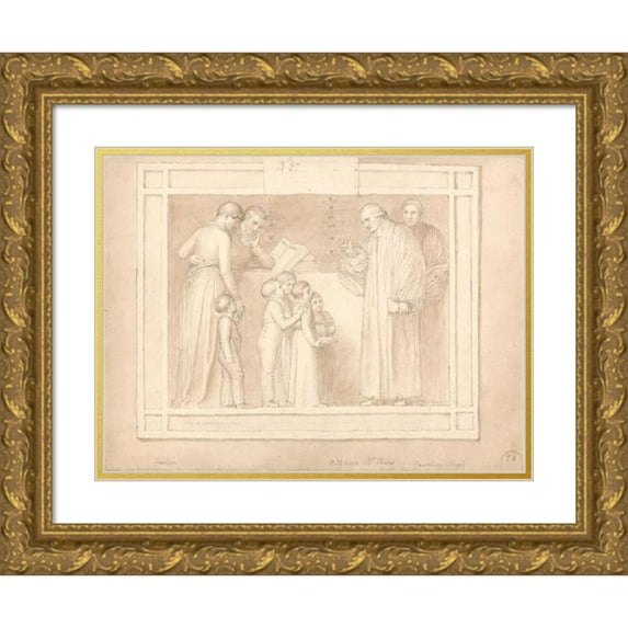 John Flaxman 24x18 Gold Ornate Framed and Double Matted Museum Art Print Titled - Study for a Monument to the Reverend John Clowes (ca. 1820)