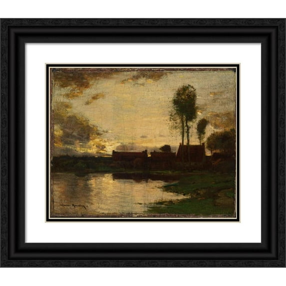 John Francis Murphy 18x15 Black Ornate Wood Framed Double Matted Museum Art Print Titled - Small Landscape (ca. 1880-1890)