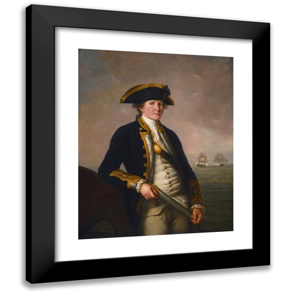 John Francis Rigaud 12x14 Black Modern Framed Museum Art Print Titled - Captain Charles Morice Pole