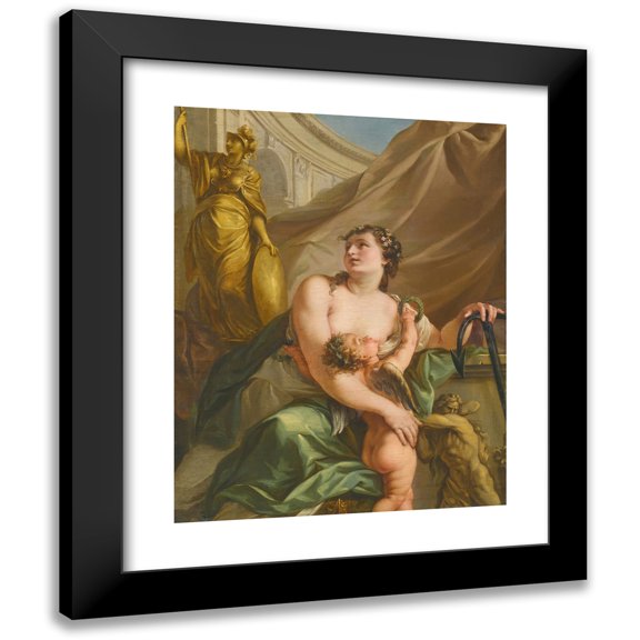 John Francis Rigaud 12x14 Black Modern Framed Museum Art Print Titled - Hope Nursing the Love of Glory
