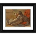 thumbnail image 1 of John Frederick Herring Snr. 14x11 Black Ornate Wood Framed Double Matted Museum Art Print Titled: A Hound and a Bearded Collie Seated on a Hunting Coat (1855), 1 of 5