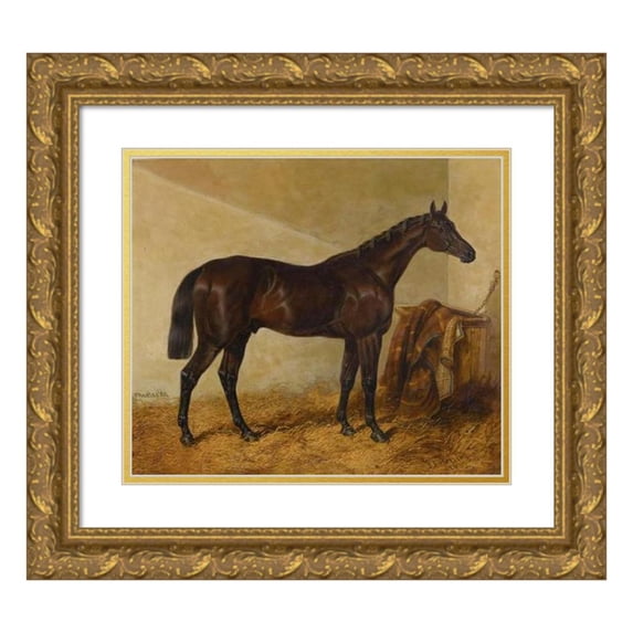 John Frederick Herring Snr. 17x15 Gold Ornate Wood Frame and Double Matted Museum Art Print Titled - Charles Xii, Winner of the St. Leger and Gold Cup, Doncaster (1839)