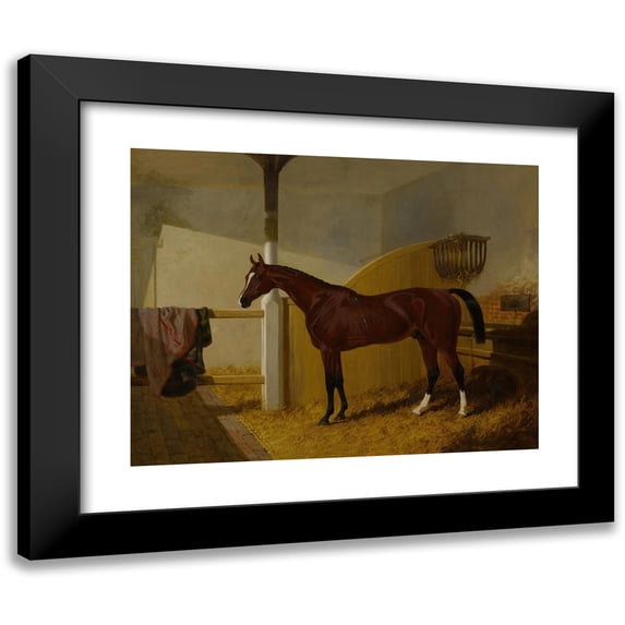 John Frederick Herring Snr. 18x15 Black Modern Framed Museum Art Print Titled - Colonel Peel's Orlando in a Stable (1844)