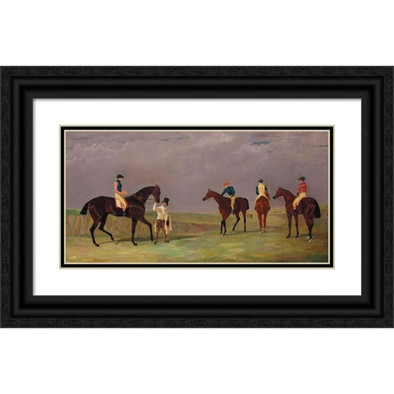John Frederick Herring Snr. 24x14 Black Ornate Framed Double Matted Museum Art Print Titled: The Doncaster Cup of 1825, with Mr. Whittaker's Lottery, Mr. Craven's Longwaist, Mr. La