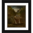 thumbnail image 1 of John Frederick Kensett 12x14 Black Ornate Wood Framed Double Matted Museum Art Print Titled: Rocky Pool, Bash-Bish&nbsp;Falls (1865), 1 of 5