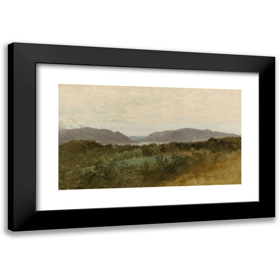 John Frederick Kensett 14x10 Black Modern Framed Museum Art Print Titled - Hudson River