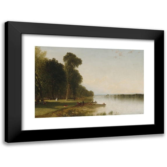 John Frederick Kensett 14x11 Black Modern Framed Museum Art Print Titled - Summer Day on Conesus Lake (1870)