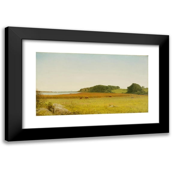 John Frederick Kensett 18x12 Black Modern Framed Museum Art Print Titled - Almy's Pond, Newport (circa 1860)