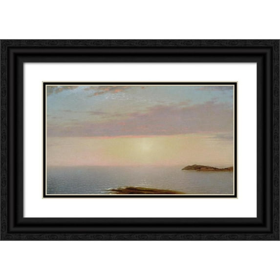 John Frederick Kensett 24x16 Black Ornate Framed Double Matted Museum Art Print Titled: Sunset (1872)