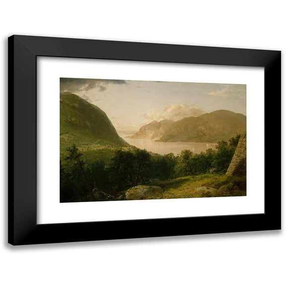 John Frederick Kensett 24x17 Black Modern Framed Museum Art Print Titled - Hudson River Scene (1857)
