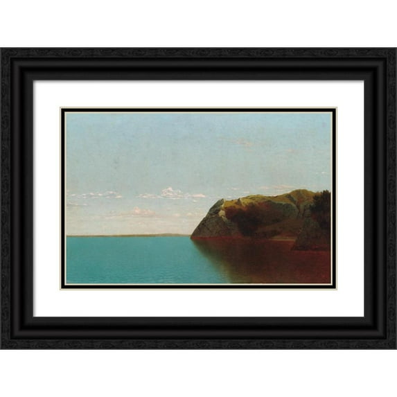 John Frederick Kensett 24x17 Black Ornate Framed Double Matted Museum Art Print Titled: Newport Rocks (1872)