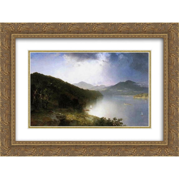 John Frederick Kensett 2x Matted 24x18 Gold Ornate Framed Art Print 'Hudson River'