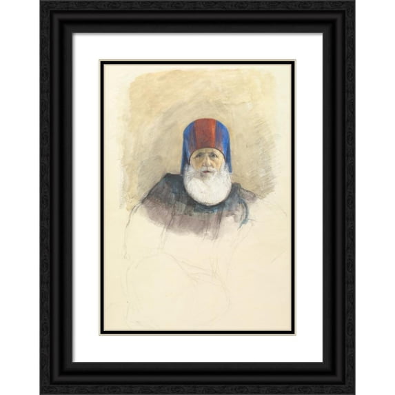 John Frederick Lewis 11x14 Black Ornate Wood Framed Double Matted Museum Art Print Titled: Study for Mehmet Ali Pasha (C. 1844)