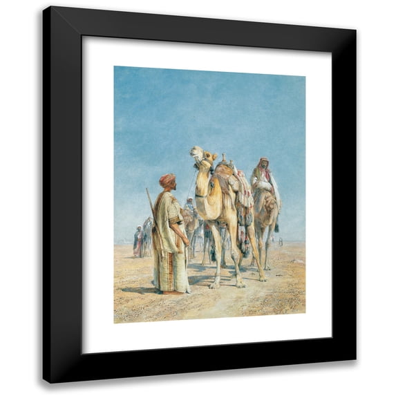 John Frederick Lewis 14x18 Black Modern Framed Museum Art Print Titled - Halt in the Desert