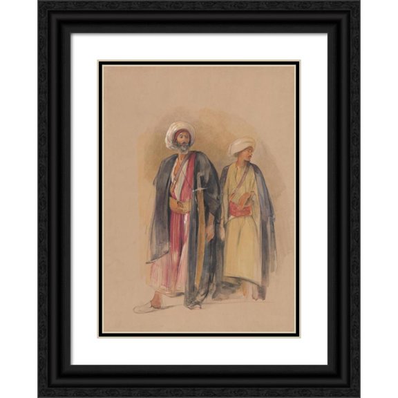 John Frederick Lewis 18x24 Black Ornate Framed Double Matted Museum Art Print Titled: Sheik Hussein of Gebel Tor and His Son