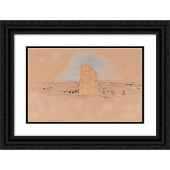 John Frederick Lewis 24x17 Black Ornate Framed Double Matted Museum Art Print Titled: Temple of Edfou, Upper Egypt