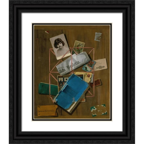 John Frederick Peto 12x14 Black Ornate Wood Framed Double Matted Museum Art Print Titled: Old Souvenirs (ca. 1881-1901)