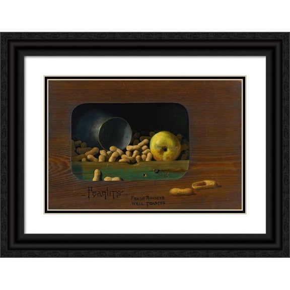 John Frederick Peto 24x17 Black Ornate Framed Double Matted Museum Art Print Titled: Peanuts-Fresh Roasted, Well Toasted (1904)
