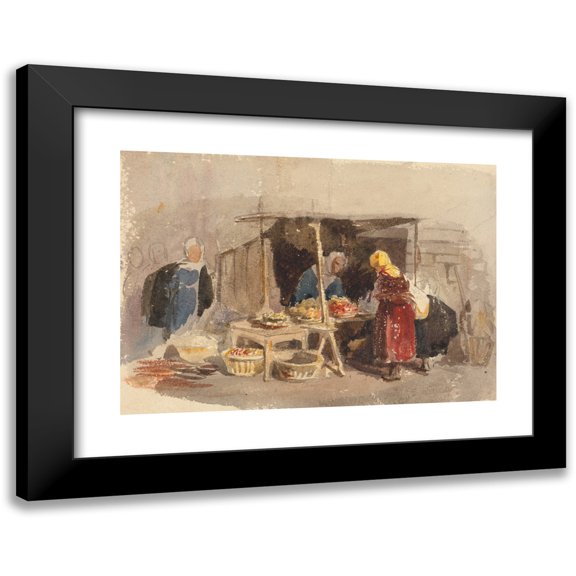 John Frederick Tayler 14x11 Black Modern Framed Museum Art Print Titled - A Fruit Stall in a Market