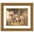 thumbnail image 1 of John Frederick Tayler 14x12 Gold Ornate Wood Frame and Double Matted Museum Art Print Titled - Stable Boy with Cart Horses, 1 of 4