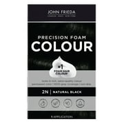 John Frieda Black Permanent Precision Hair Color Foam Kit, 2N Natural Black, 1 Application