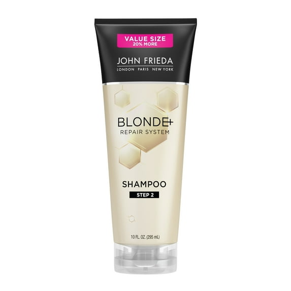 John Frieda Blonde+ Hair Repair Womens Shampoo for Blondes, Bond Repair, Damaged Hair, 10 oz