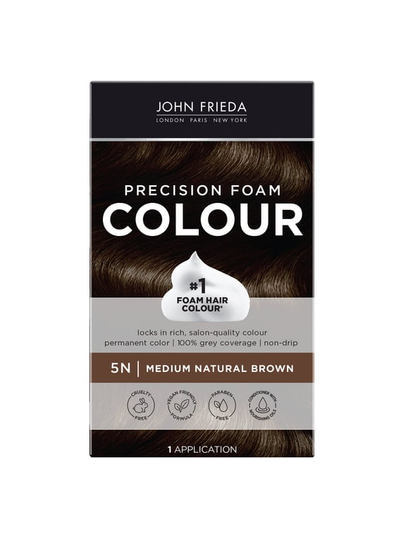 Brown Permanent Precision Foam Hair Dye Color Kit, 5N Medium Natural Brown, 1 Application