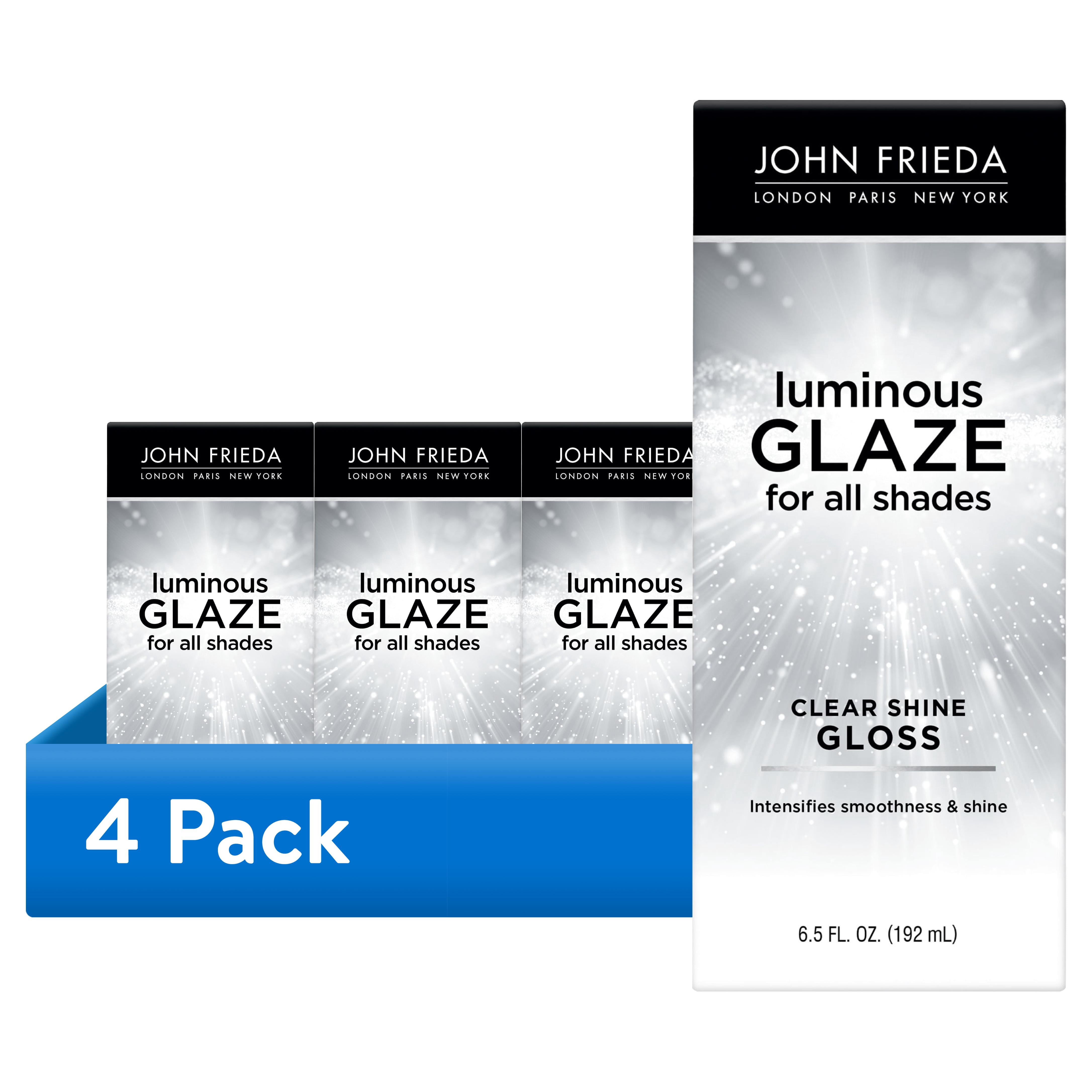 (4 pack) John Frieda Clear Hair Shine Gloss Treatment, Luminous Glaze, Rich Color, without Frizz, for Men and Women, 6.5 fl oz