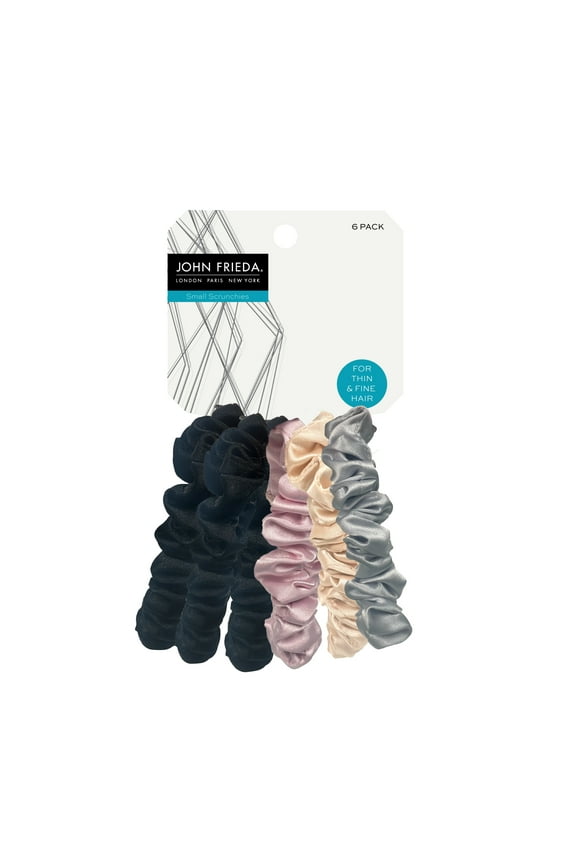 Satin Hair Scrunchies, Multicolor, 6 Count, For All Hair Types