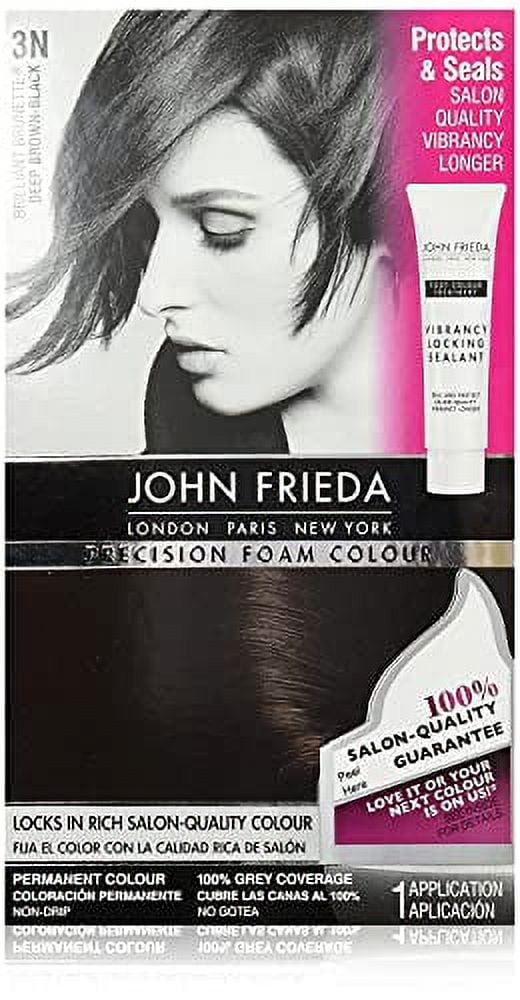 John Frieda Precision Foam Colour, Deep Brown Black 3N, Fullcoverage Hair Color Kit, with Thick