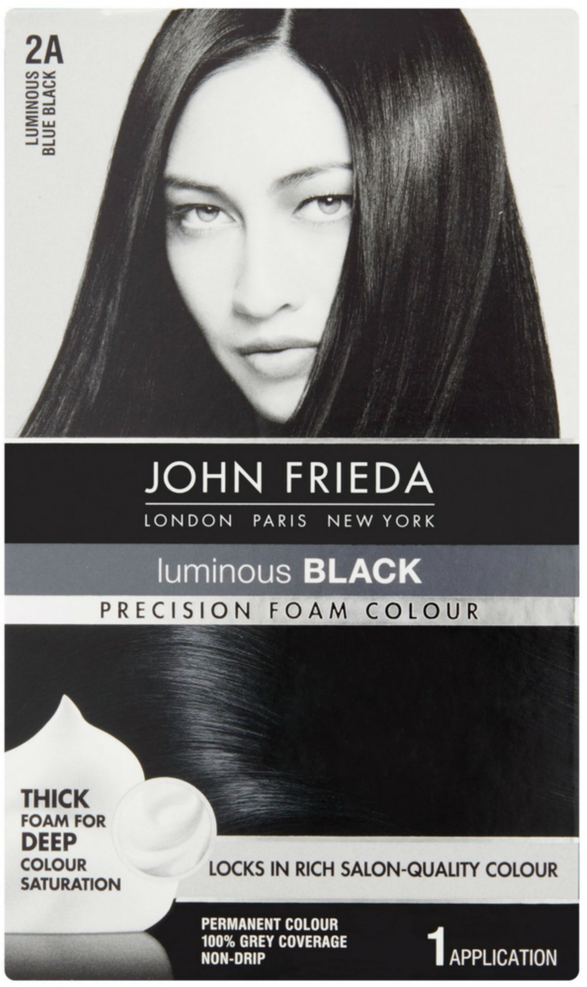 John Frieda Precision Foam Colour Permanent Hair Colour Kit Luminous Blue Black [2A] 1 Each