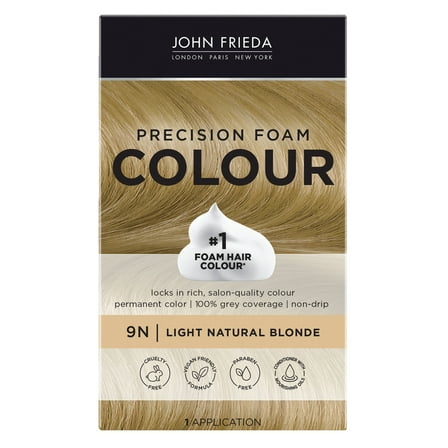 John Frieda Precision Foam Permanent Blonde Hair Color, Blonde Hair Dye, 9N, 1 Application