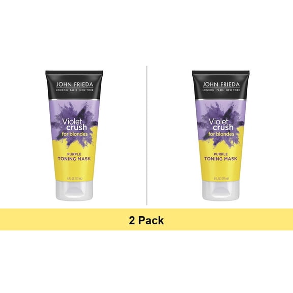 John Frieda Purple Shampoo Violet Crush for Blonde Hair Deep Conditioning Treatment, 6 oz - 2 Pack