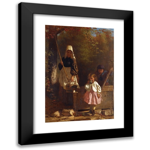 John George Brown 14x18 Black Modern Framed Museum Art Print Titled - At the Well (1864)