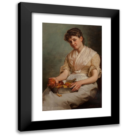 John George Brown 17x24 Black Modern Framed Museum Art Print Titled - Girl Peeling Apples (circa 1890)
