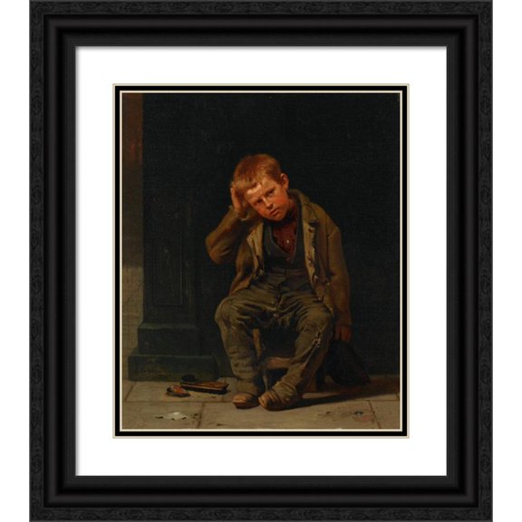 John George Brown 20x23 Black Ornate Framed Double Matted Museum Art Print Titled: This Corner Don't Pay (1875)